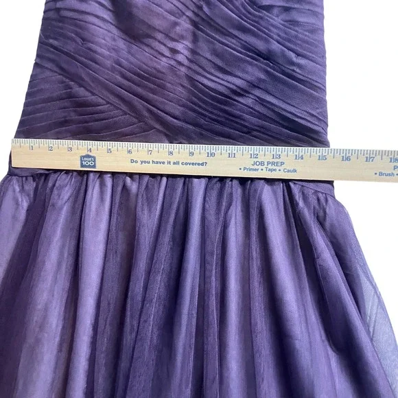 Monique Lhuillier Prom Bridesmaids Strapless Chiffon Gown Plum Purple SZ 10 EUC - Picture 9 of 10